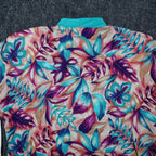 Xtrovert Blouse Womens 8 Vintage 90s Teal Floral Faux Vest Rayon Short Sleeve - take2supply