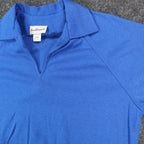 Tumbleweeds Polo Shirt Womens Small Vintage 80s Blue Cotton Blend Raglan USA - take2supply