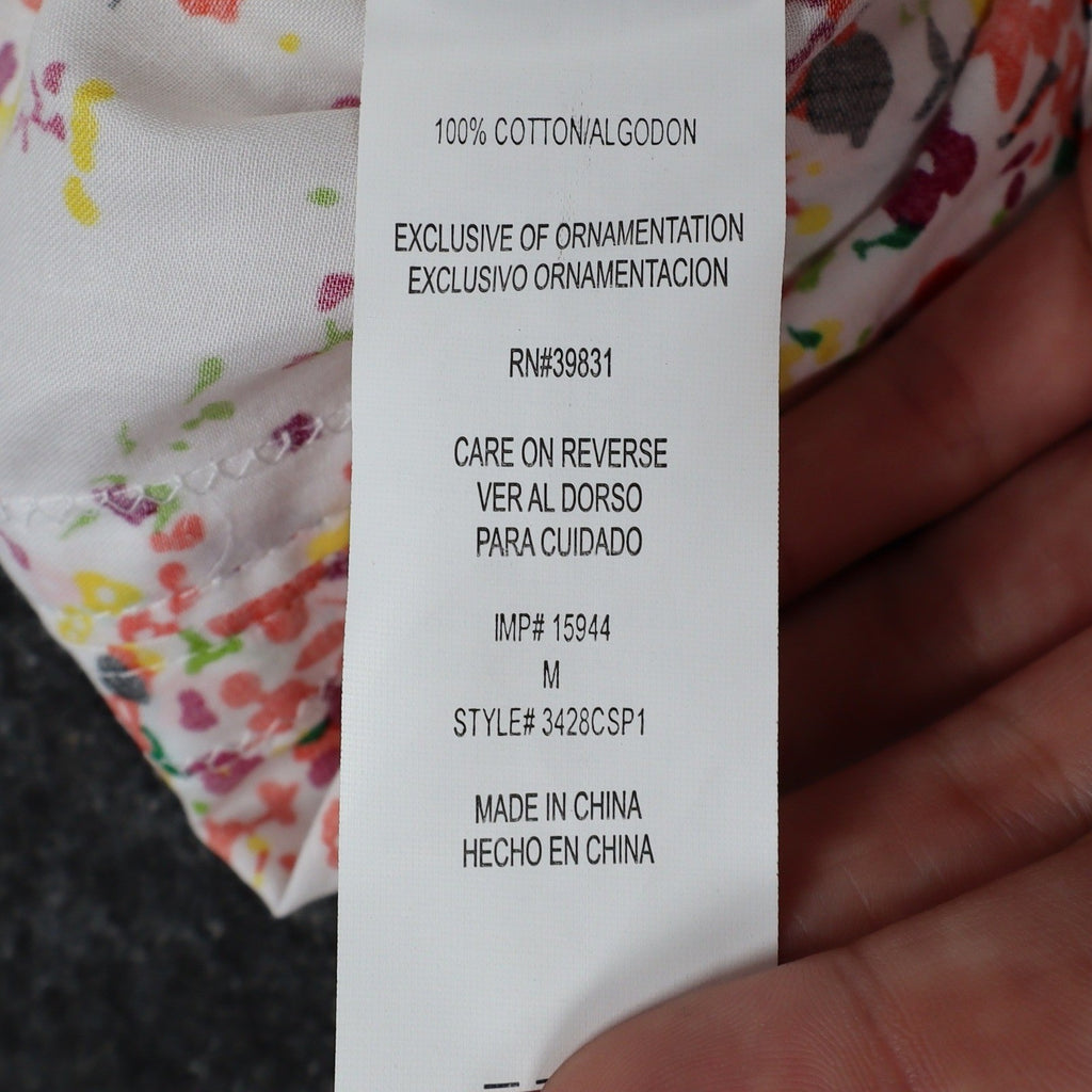 XOXO Halter Top Womens Medium Y2K White Floral Cotton Pleated Smocked NWT - take2supply