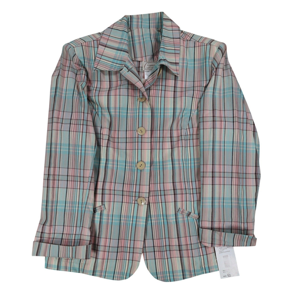 Company Collection Blazer Womens 12 Pastel Plaid Cotton Blend Unlined Jacket NWT - take2supply