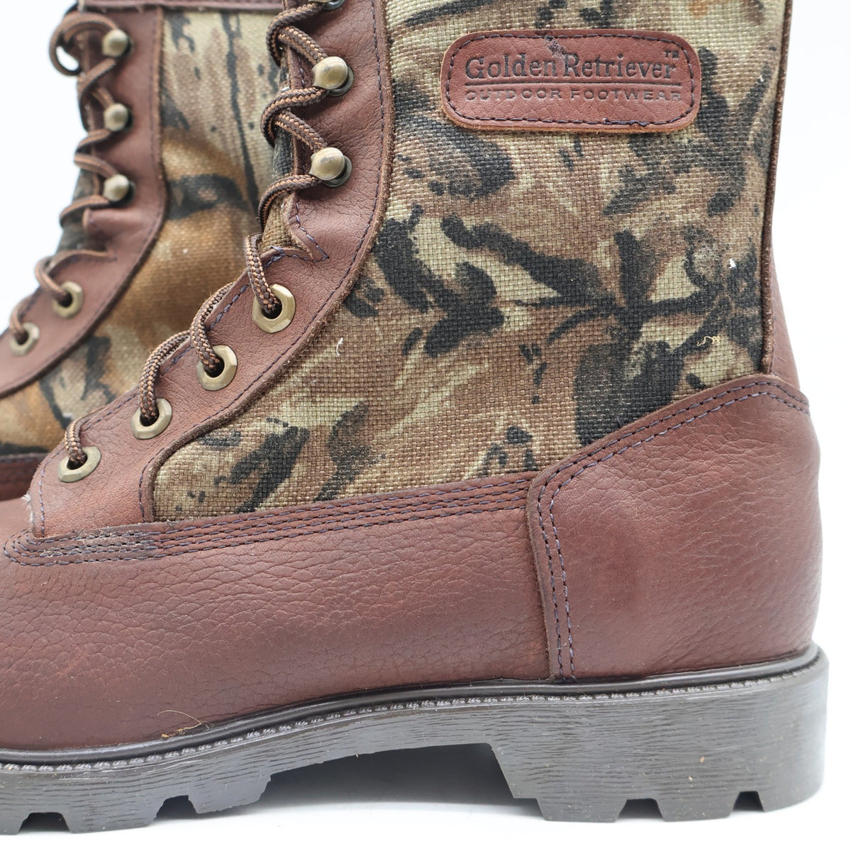 Golden Retriever Hunting Boots Mens 9 Vintage Brown Camo Waterproof Thinsulate - take2supply
