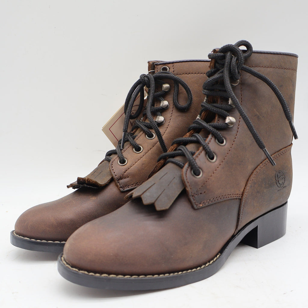Durango Lil Legends Kids 13.5 Tan Leather Lace Roper Boots Vintage Deadstock NWT - take2supply
