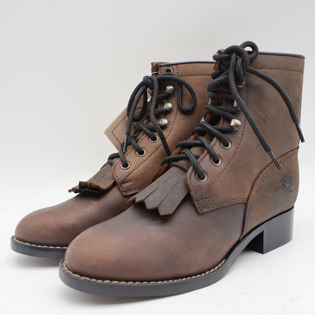 Durango Lil Legends Kids 13.5 Tan Leather Lace Roper Boots Vintage Deadstock NWT - take2supply