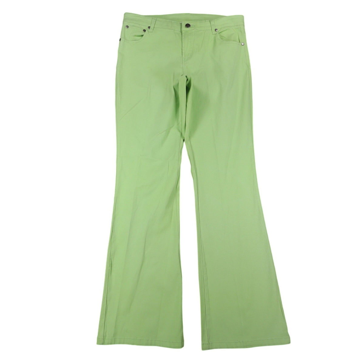 Casual Kiss Flare Pants Womens 10 L Lime Green Cotton Stretch Y2K Style C876 - take2supply