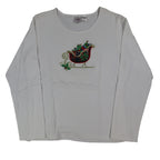 Peanut Butter & Jelly Shirt Womens Medium White Holiday Christmas Sleigh Beaded - take2supply