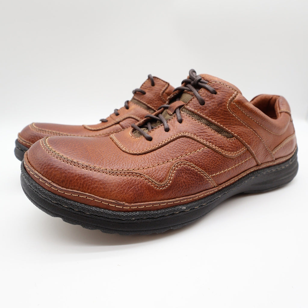 Hush Puppies Pathway Mens 10.5 Tan Grained Leather Bounce Comfort Oxford Shoes - take2supply