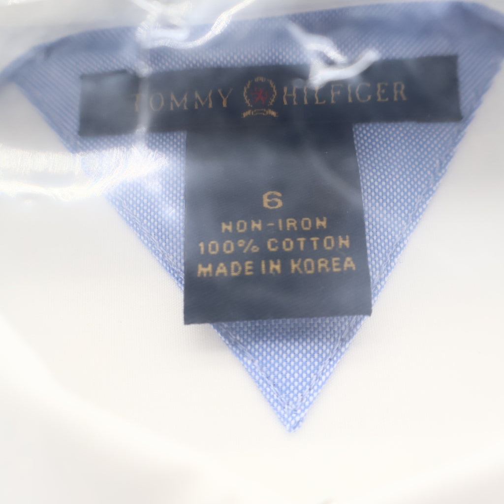 Tommy Hilfiger Shirt Boys 6 White Non Iron Cotton Long Sleeve Crest Cuff NWT - take2supply