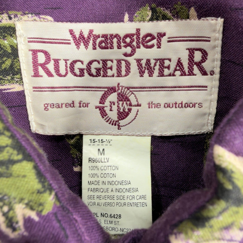 Wrangler Vintage 90s Button Down Shirt Mens M Purple Cotton NWT Rugged Wear - take2supply