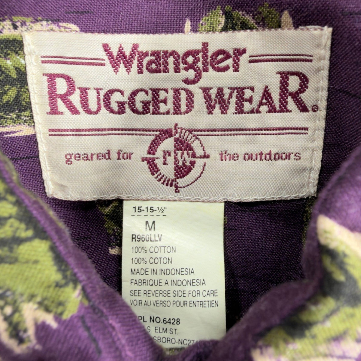 Wrangler Vintage 90s Button Down Shirt Mens M Purple Cotton NWT Rugged Wear - take2supply