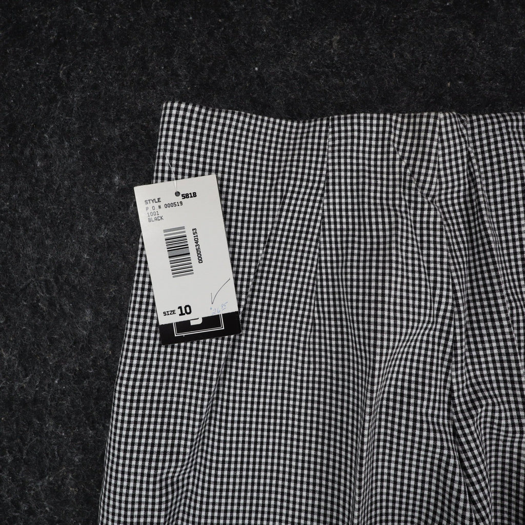 Southern Lady Gingham Pants Womens 10 Black White Stretch Straight Leg New C858 - take2supply