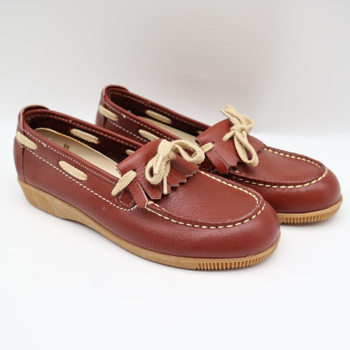 Dashers Kiltie Loafers Kids Size 3 C Vintage Burgundy Leather Shoes Deadstock - take2supply