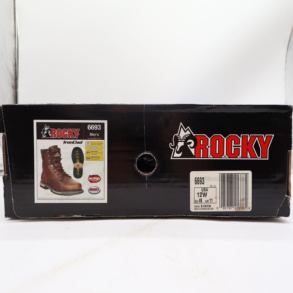 Rocky IronClad Steel Toe Work Boots Mens 12W Brown Leather Waterproof NWT - take2supply