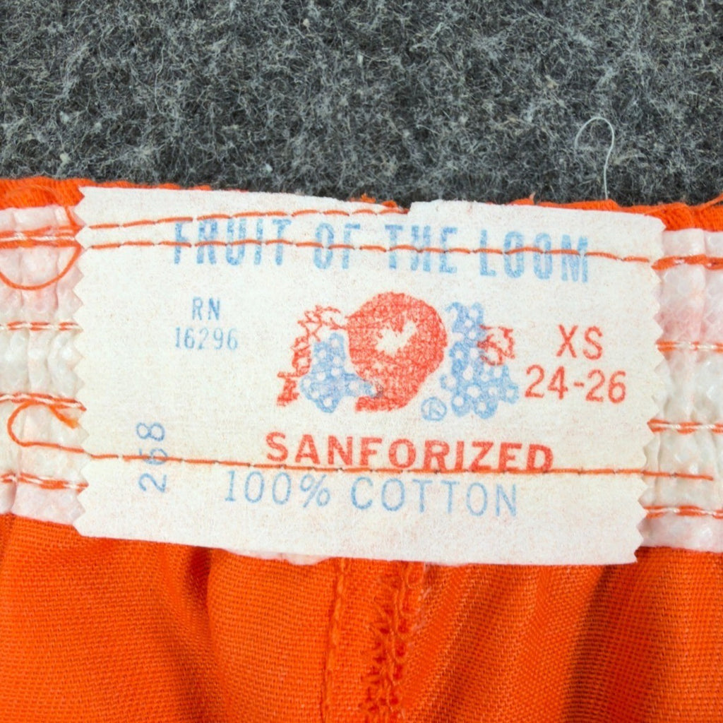 Fruit of the Loom Vintage 70s Shorts Kids XS Orange Cotton Deadstock NWT - take2supply