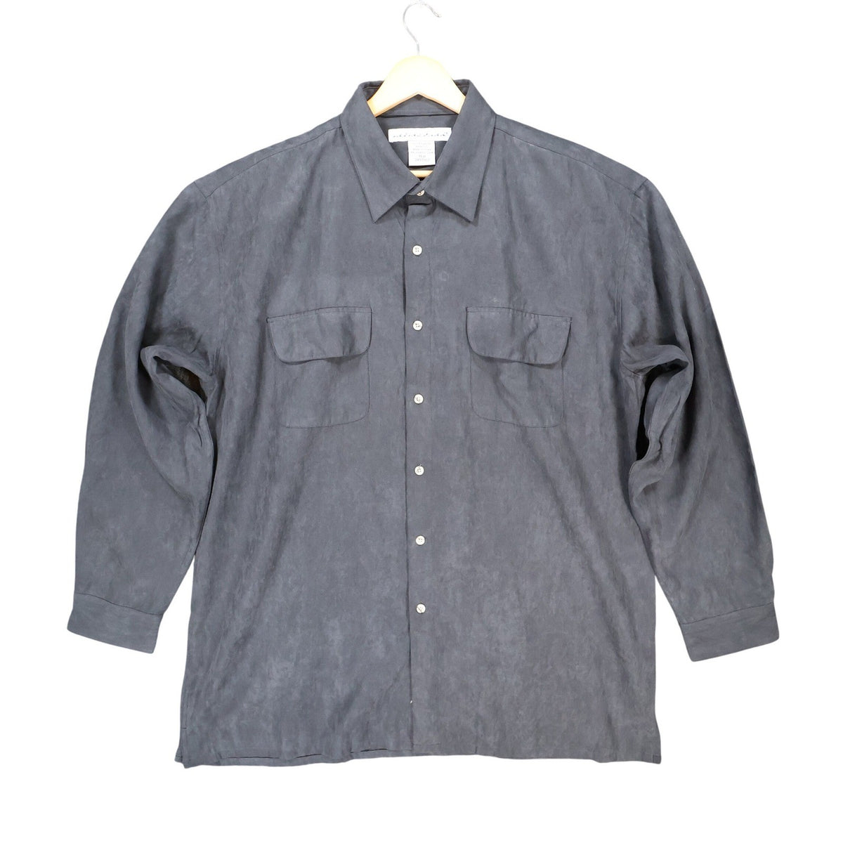 Irvine Park Button Up Mens XLG Gray Excellent Faux Suede Long Sleeve - take2supply