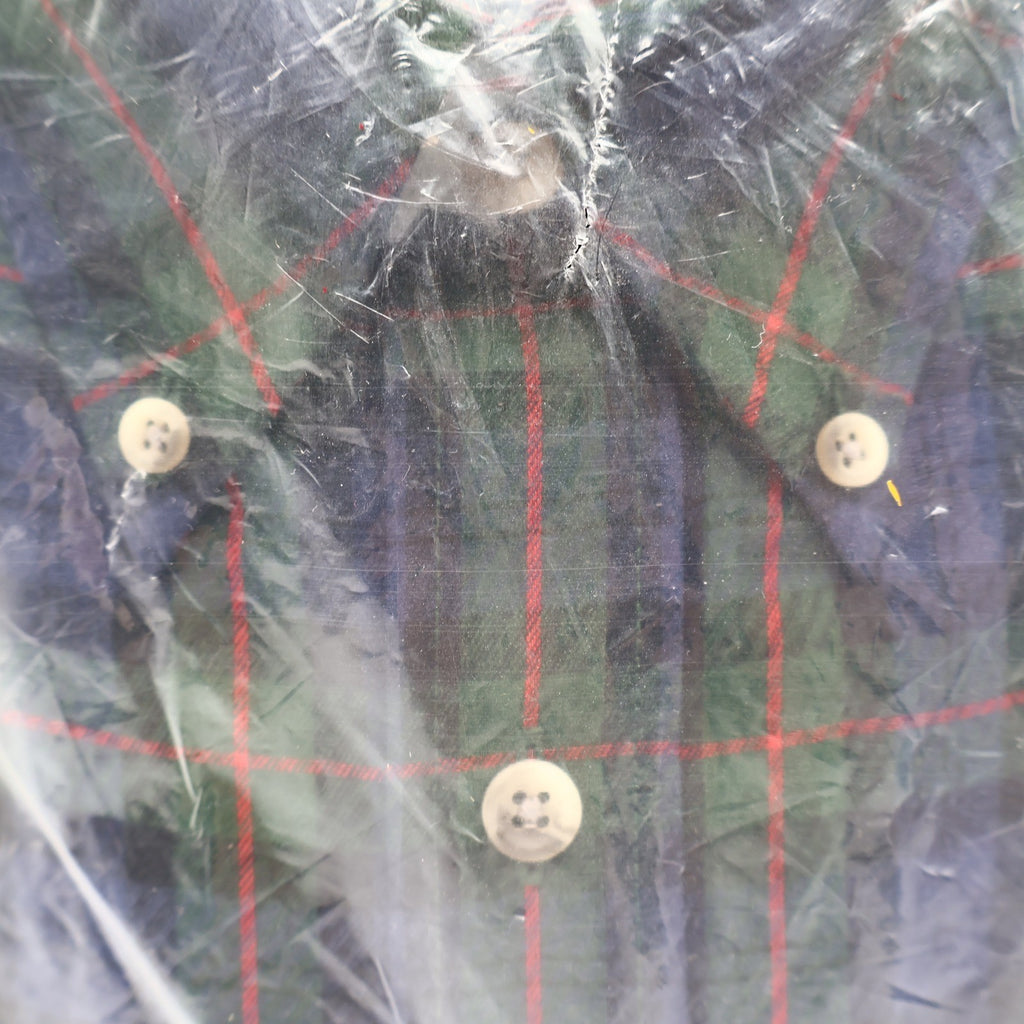 Career Club Plaid Button Down Shirt Mens Large Vintage Deadstock Green Blue NOS - take2supply