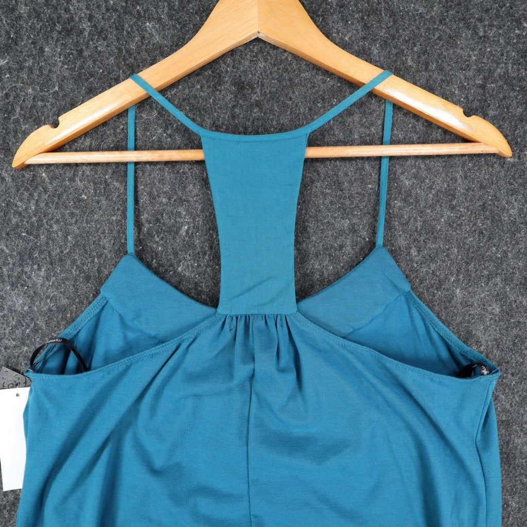 Mymichelle Tank Top Large Teal Blue Beaded Neckline Racerback Banded Hem NWT - take2supply