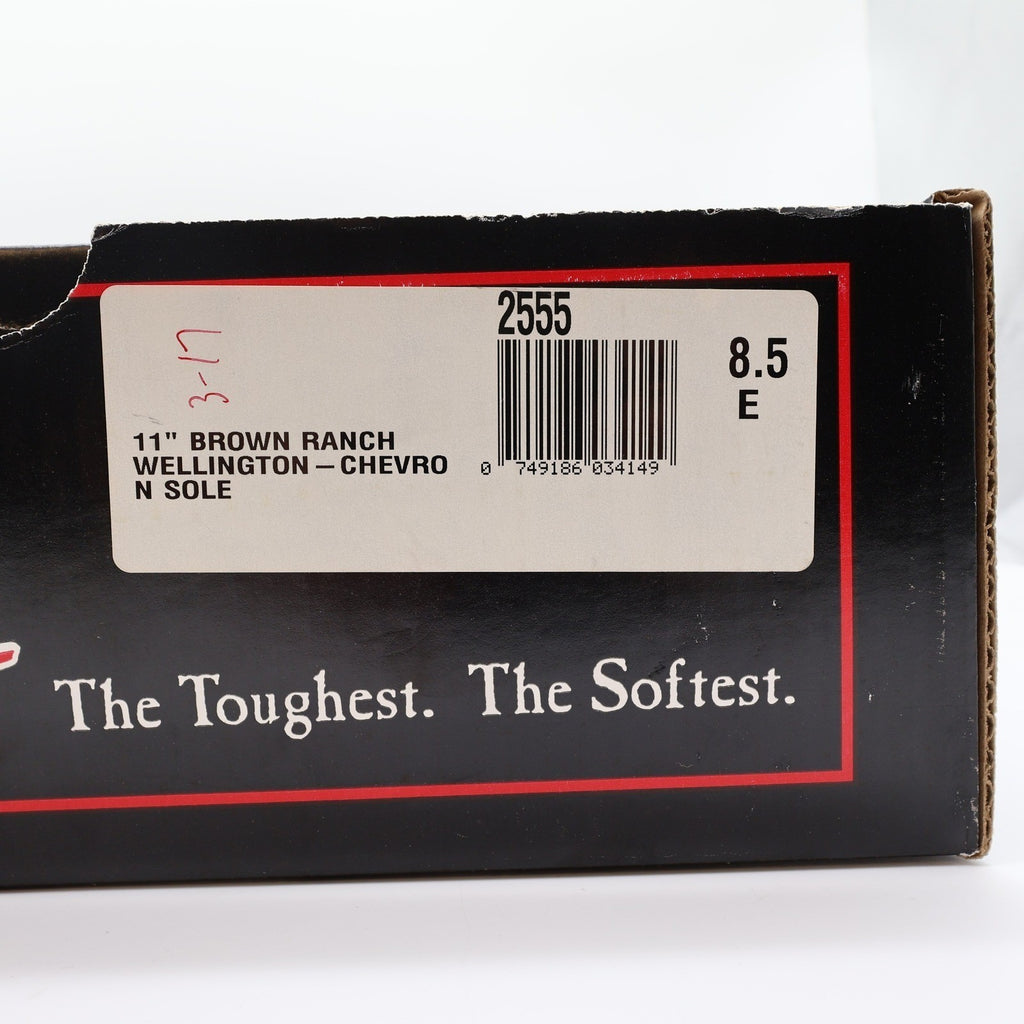 Close-up of the size and model label on the Double-H shoebox