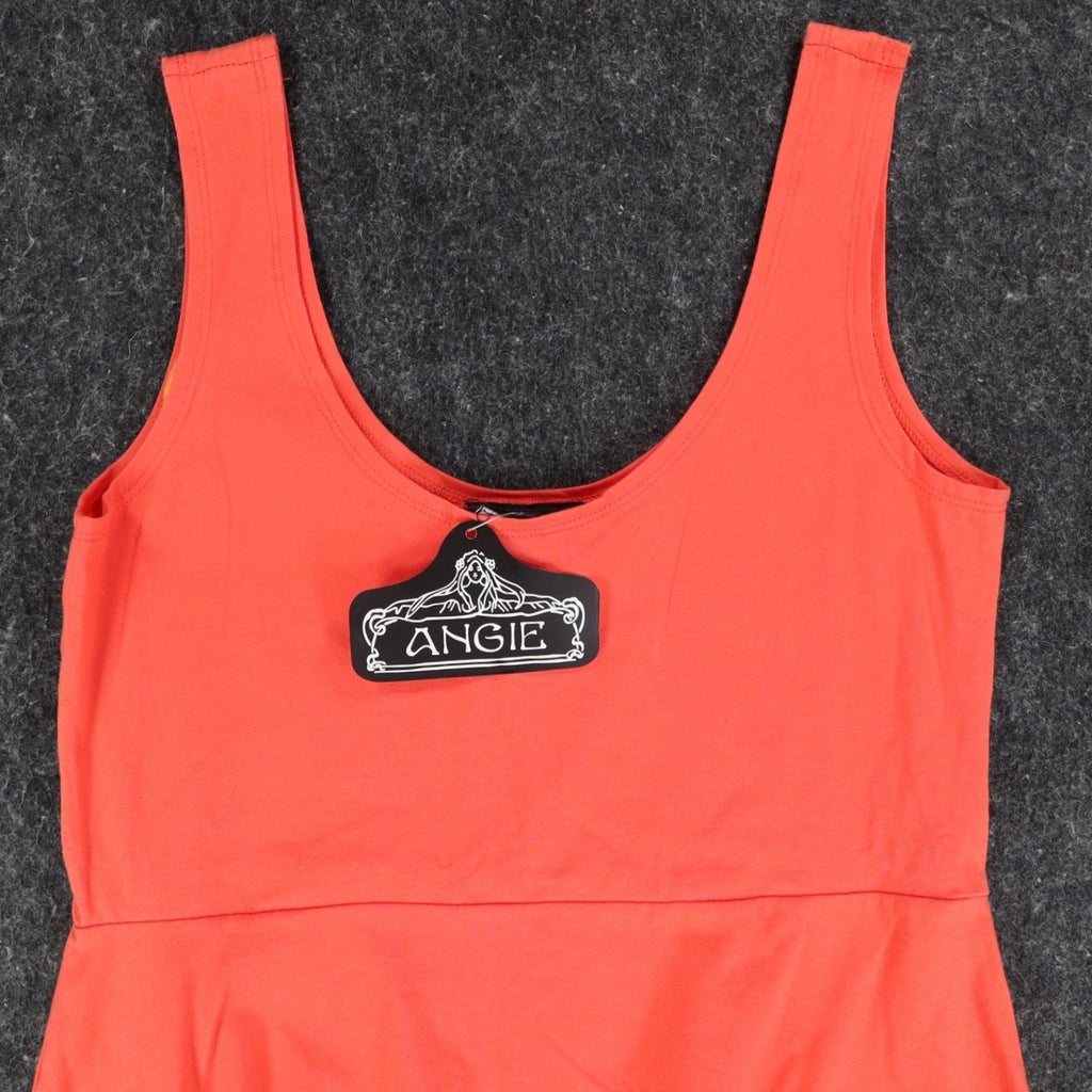 Angie Dress Large L NWT Orange Cotton Spandex Fit Flare Sleeveless C795 - take2supply