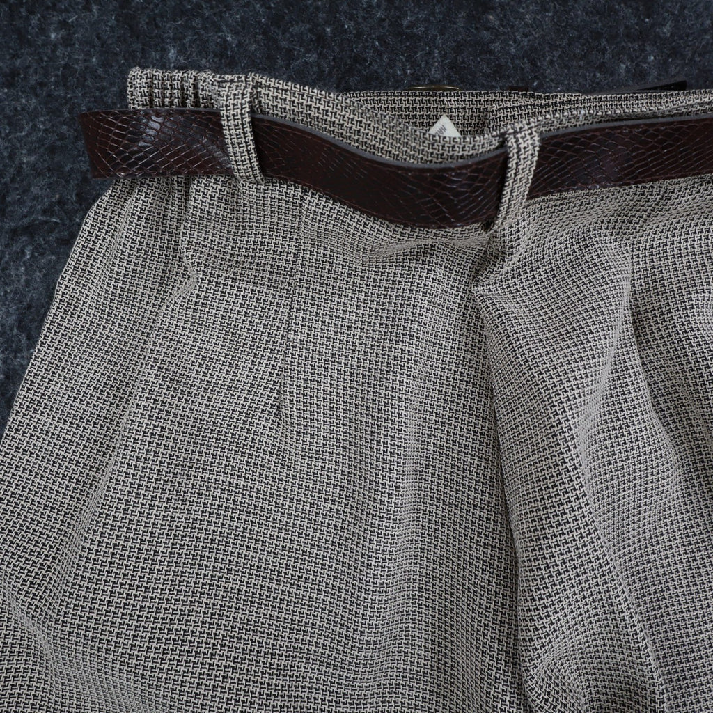 Christy Girl Dori Adler Pants Womens 12 Tan Black Belted Pleated USA NWT NOS - take2supply