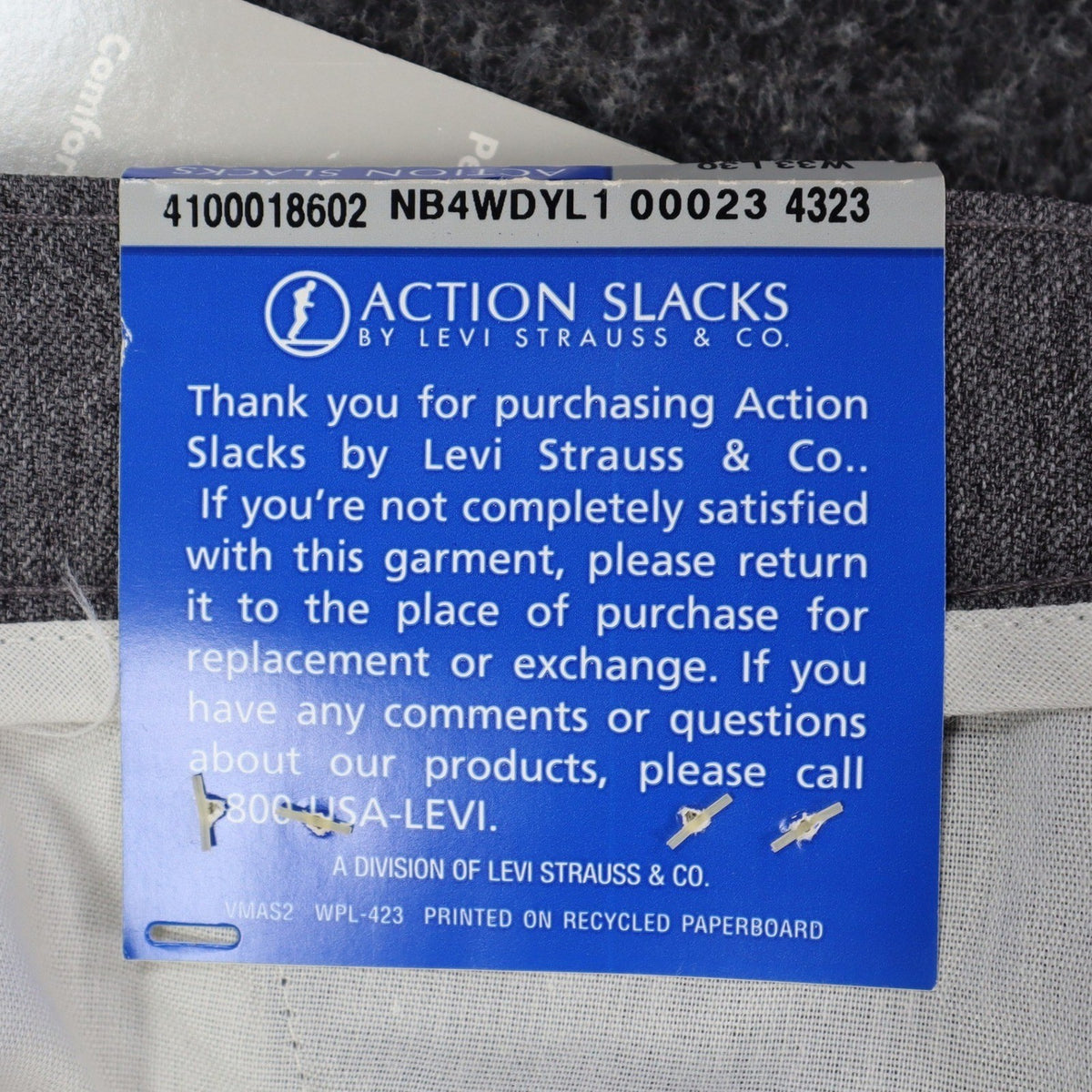 Levi Strauss Action Slacks Mens 33x30 Vintage 2000s Grey Flat Front Dress Pants - take2supply