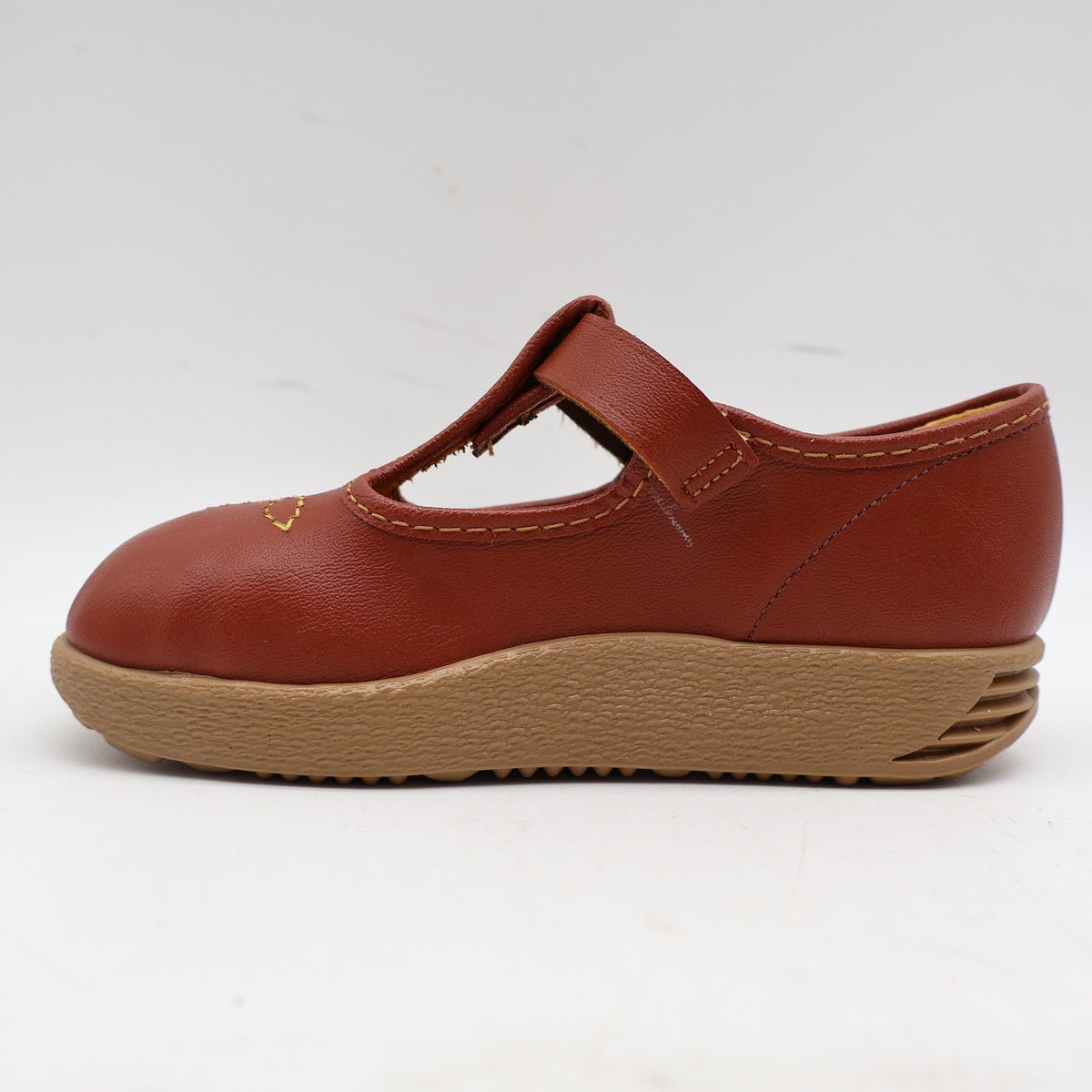 Candy Kids T-Strap Shoes Toddler 7 Vintage Brown Faux Leather USA Deadstock - take2supply