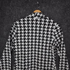 Lanalee Cardigan Women Small Black White Houndstooth Open Front Made in Canada - take2supply