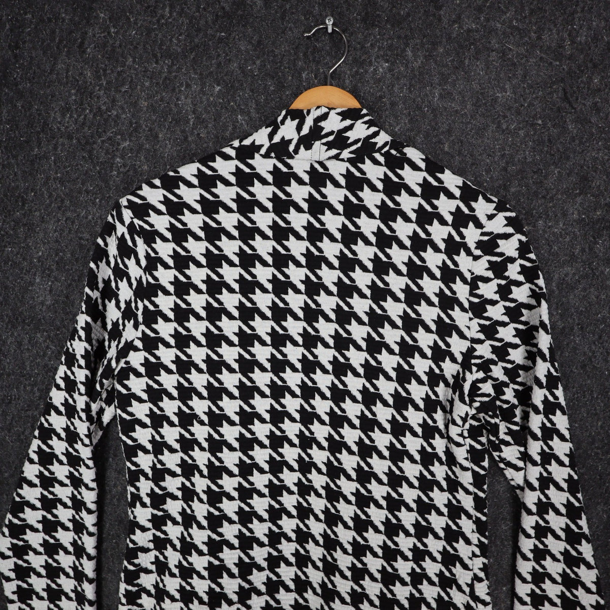 Lanalee Cardigan Women Small Black White Houndstooth Open Front Made in Canada - take2supply