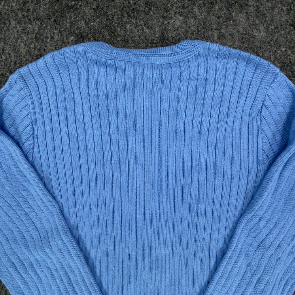 Excelsior Vintage 90s Ribbed Knit Sweater Mens Medium Blue Cotton Excellent - take2supply