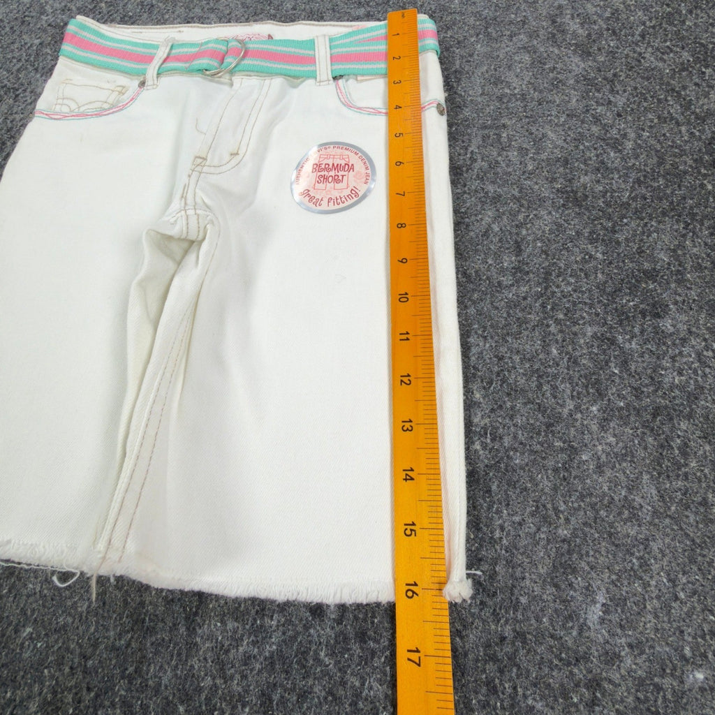 Levi's 2006 Y2K Bermuda Shorts Girls 10 White Denim NWT Belted C679 - take2supply