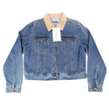 Studio Ease Denim Jacket Womens 8 Blue Cotton Faux Suede Collar WAAC77RI NWT - take2supply