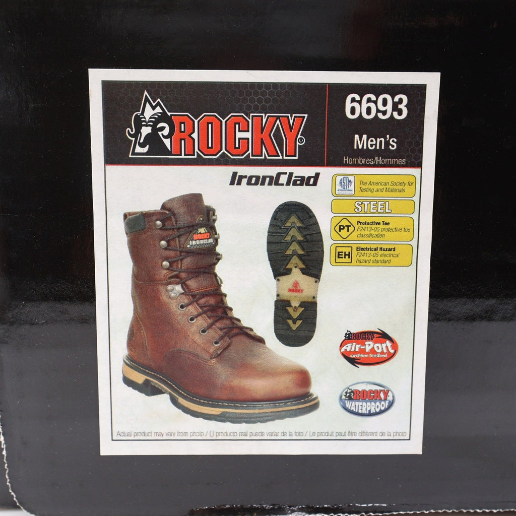 Rocky IronClad Steel Toe Work Boots Mens 12W Brown Leather Waterproof NWT - take2supply