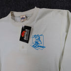 Buffalo Shirts Henley Shirt Medium Vintage 90s Skier Graphic Long Sleeve Cream - take2supply