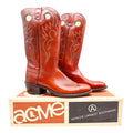Acme Vintage Western Cowboy Boots Mens 9.5 D Cognac Leather New - take2supply