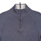 Vintage Nautica Jeans Co Sweater Mens L Navy Blue 1/4 Zip Ribbed Cotton - take2supply