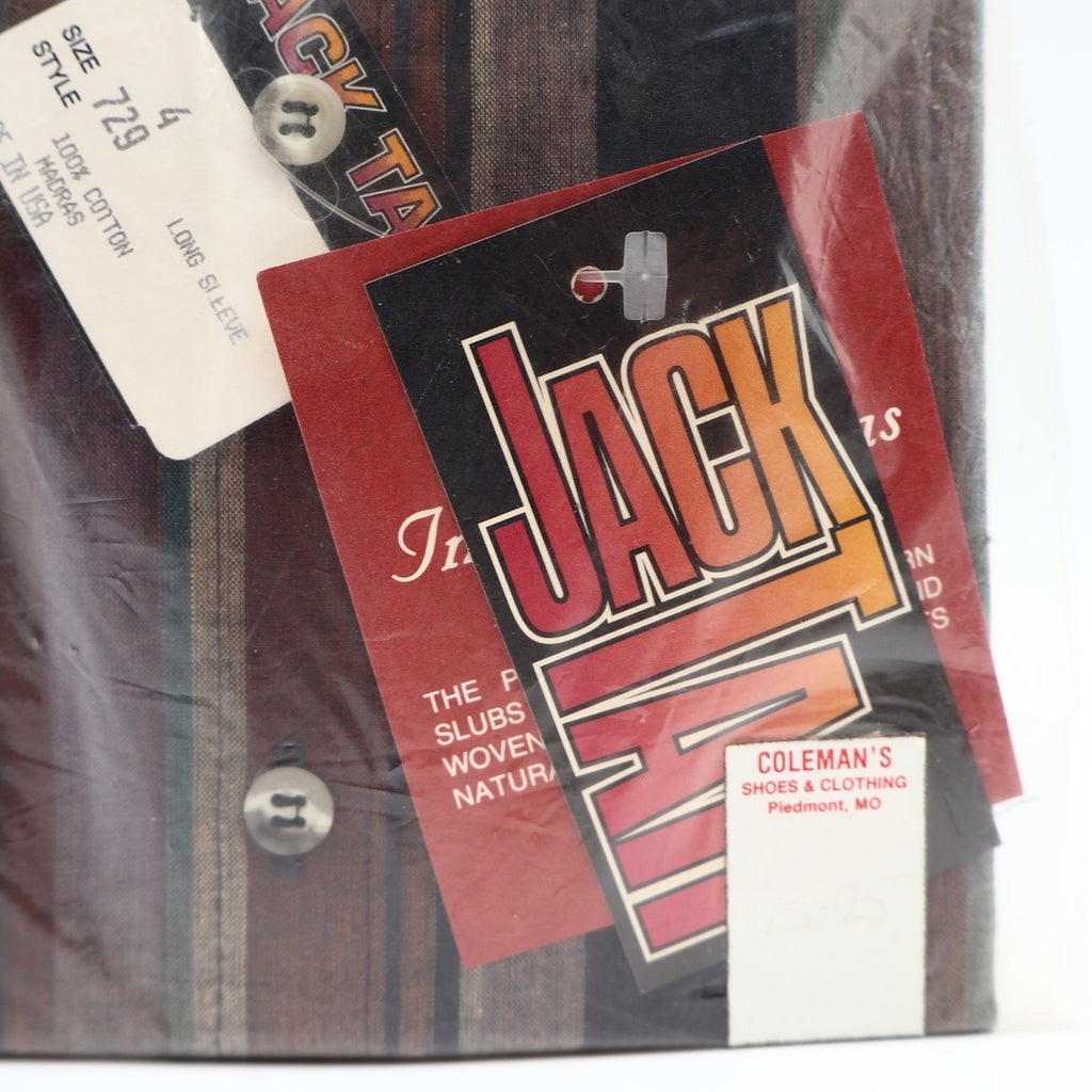 Jack Tar Madras Shirt Boys 4 Striped Long Sleeve Cotton USA New in Package NWT - take2supply