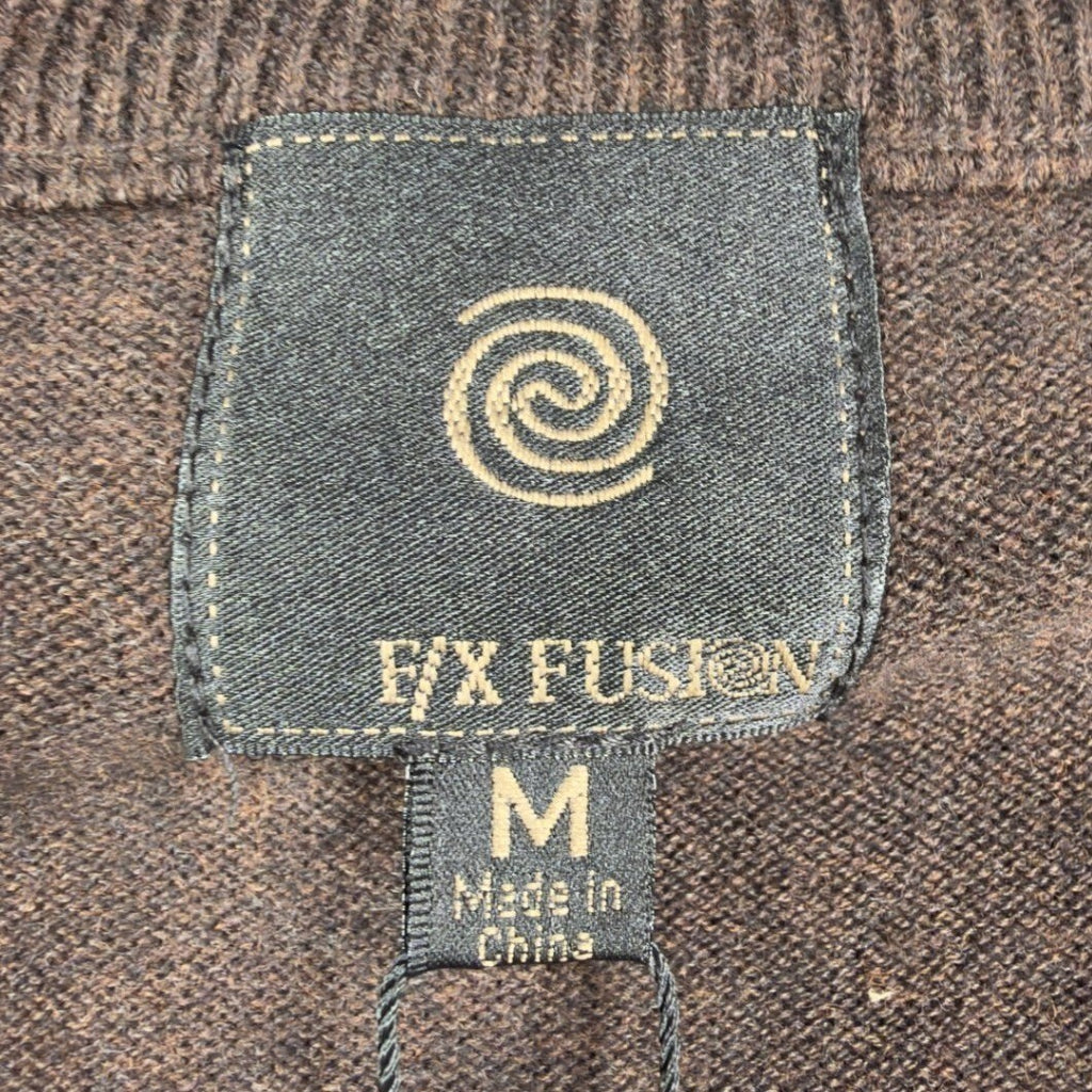 F/X Fusion V-Neck Sweater Mens M Brown Heather Cotton Blend NWT - take2supply