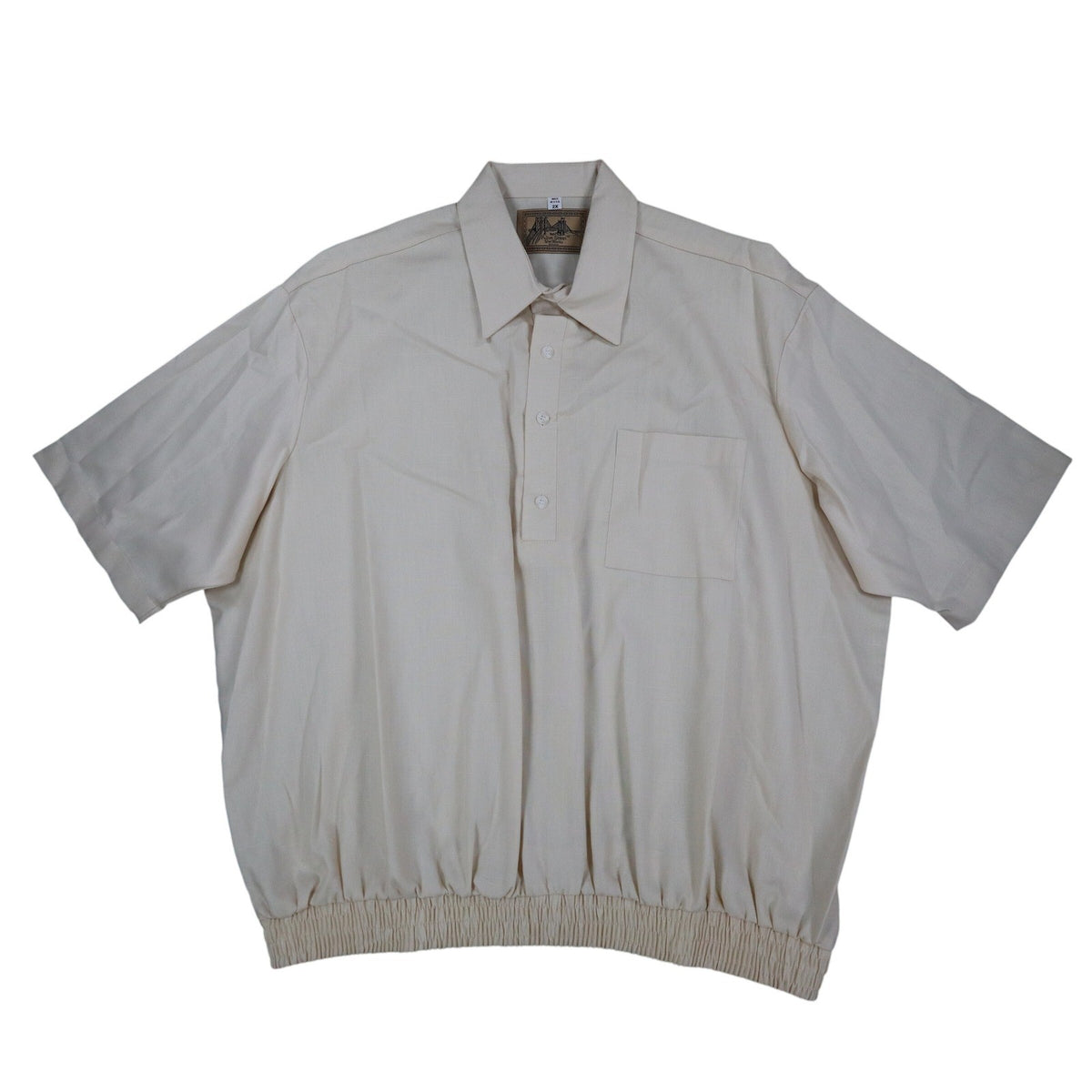 Fulton Street Shirt Works Polo Mens 2X Vintage 90s Cream Banded Bottom USA Made - take2supply