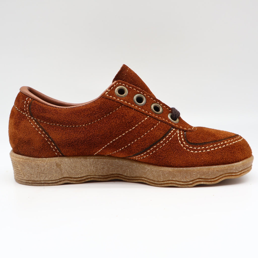 Walker Shoes Oxford Kids 11.5D Vintage Brown Suede Crepe Sole Deadstock 2646 - take2supply