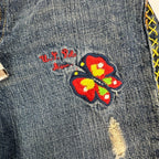 US Polo Assn Y2K Butterfly Jeans Girls 12 Blue Denim Flare Belted USPA NWT - take2supply