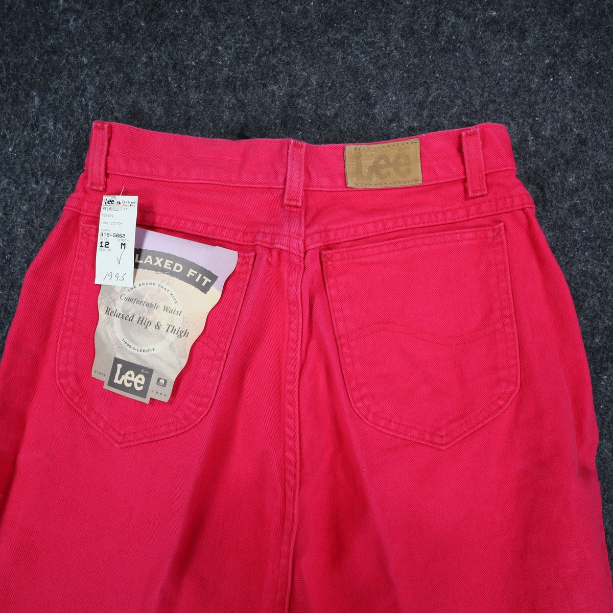 Lee Relaxed Fit Shorts Womens 12 Vintage 90s Poppy Red Cotton Made in USA NWT - take2supply