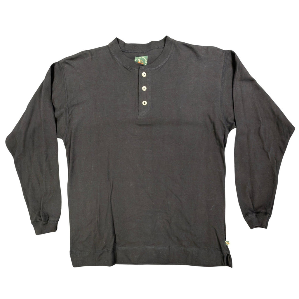 Ferruche Henley Shirt Mens M Black 100% Cotton Long Sleeve Casual New - take2supply