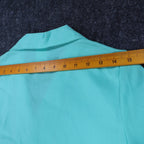 Fran Keene Vintage 70s Blouse Womens 10 Aqua Mint Green Short Sleeve Button Up - take2supply