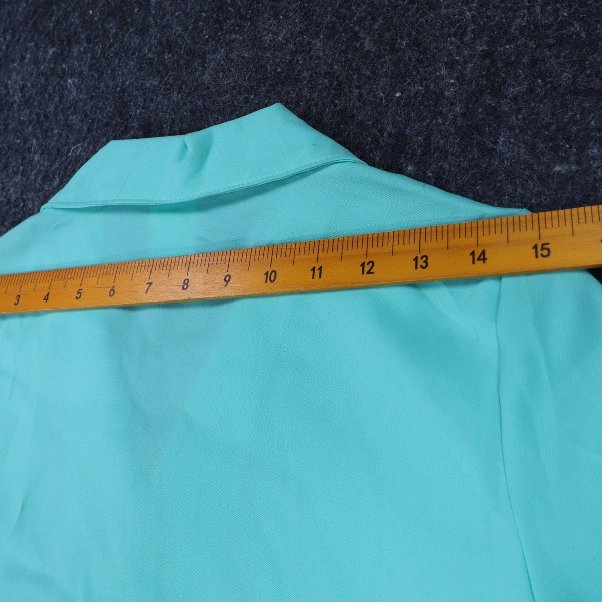 Fran Keene Vintage 70s Blouse Womens 10 Aqua Mint Green Short Sleeve Button Up - take2supply