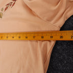 Nikki 3/4 Sleeve Top Womens Small Sandy Peach Embroidered Leaf Rhinestone NWT - take2supply
