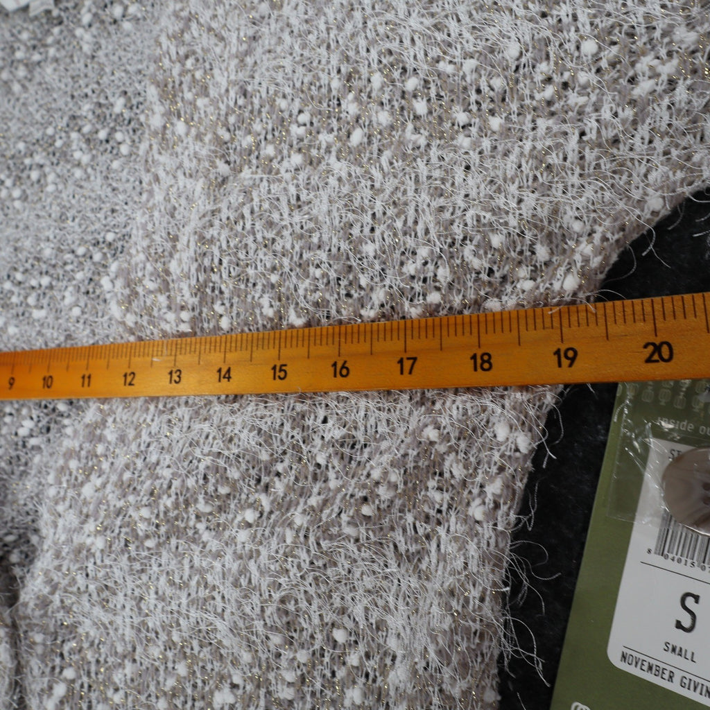 Erin London Cardigan Womens Small Stone Metallic Eyelash Fuzzy Knit Bell Sleeve - take2supply
