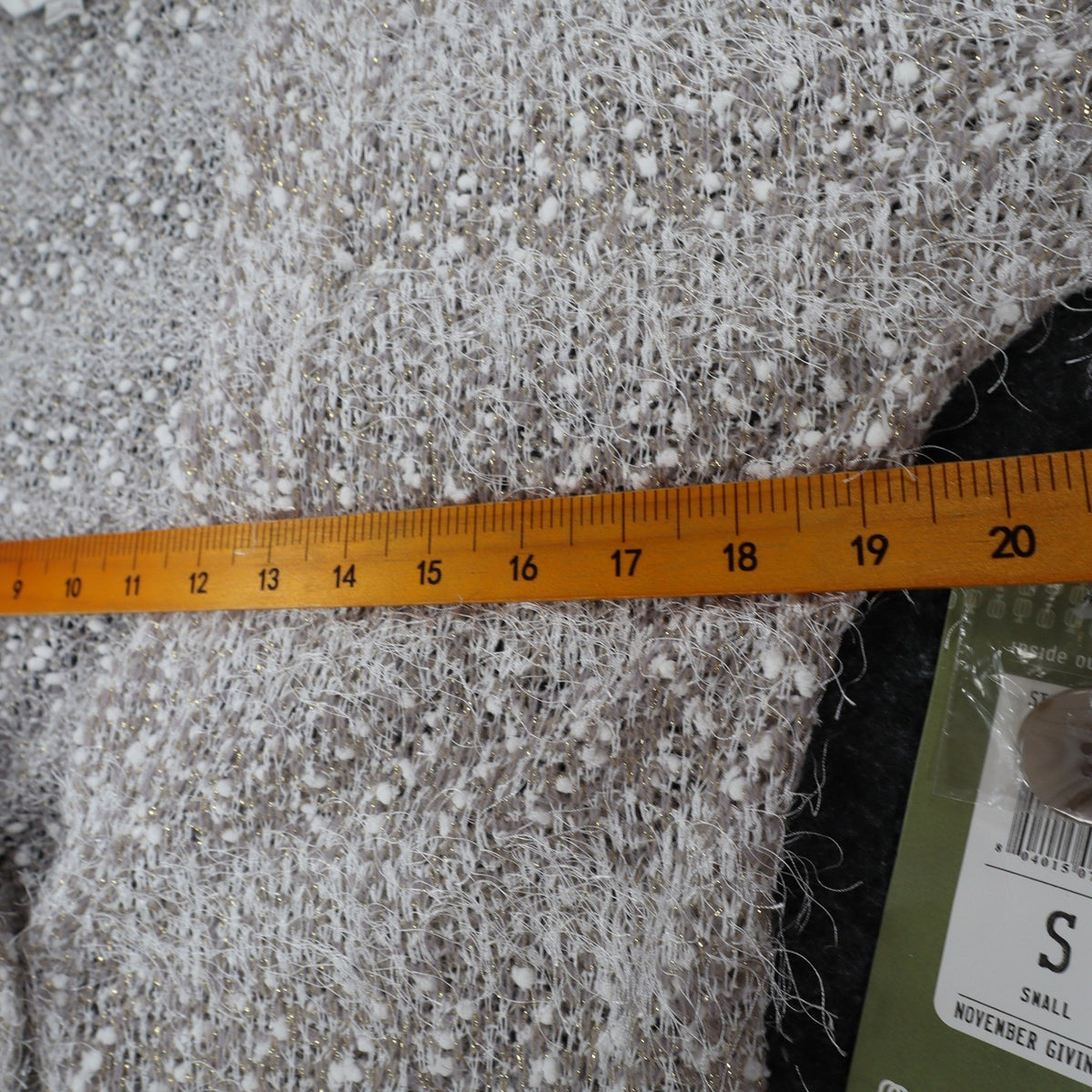 Erin London Cardigan Womens Small Stone Metallic Eyelash Fuzzy Knit Bell Sleeve - take2supply