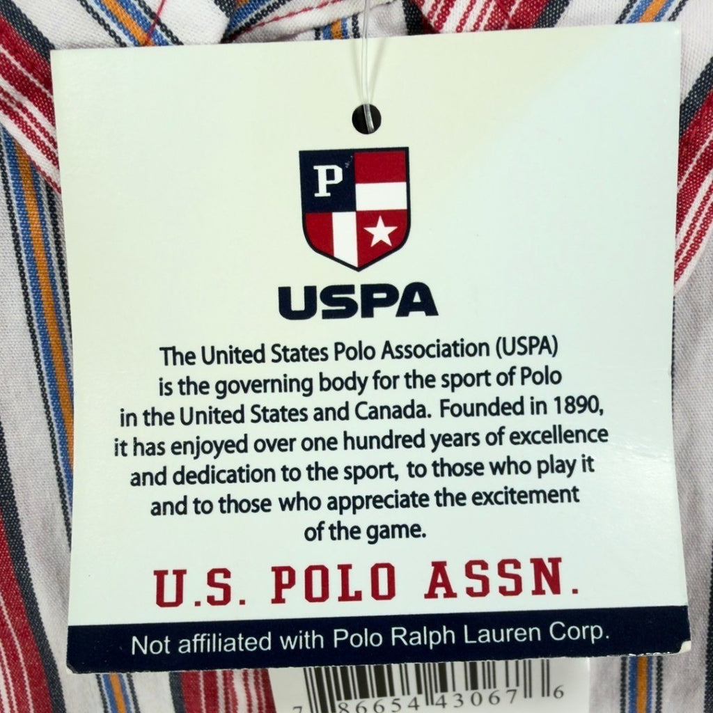 US Polo Assn Striped Button Down Shirt Mens XL Red White Cotton NWT - take2supply
