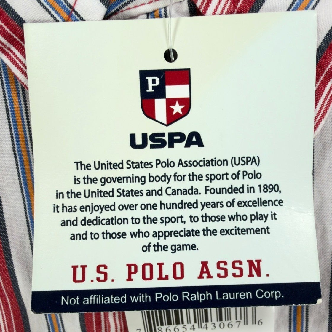 US Polo Assn Striped Button Down Shirt Mens XL Red White Cotton NWT - take2supply