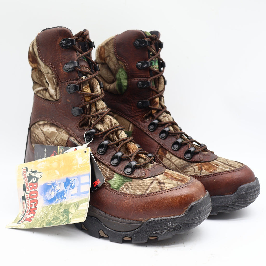 Rocky Lynx 400 SIQ Hunting Boots Mens 8.5 M Brown Leather Camo Thinsulate 7395 - take2supply