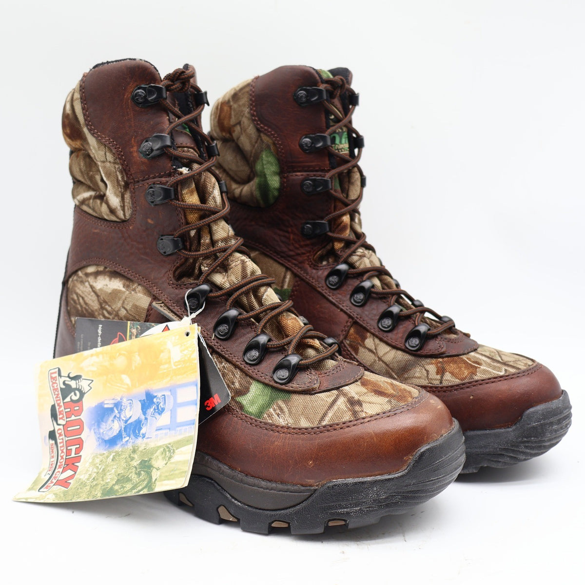Rocky Lynx 400 SIQ Hunting Boots Mens 8.5 M Brown Leather Camo Thinsulate 7395 - take2supply